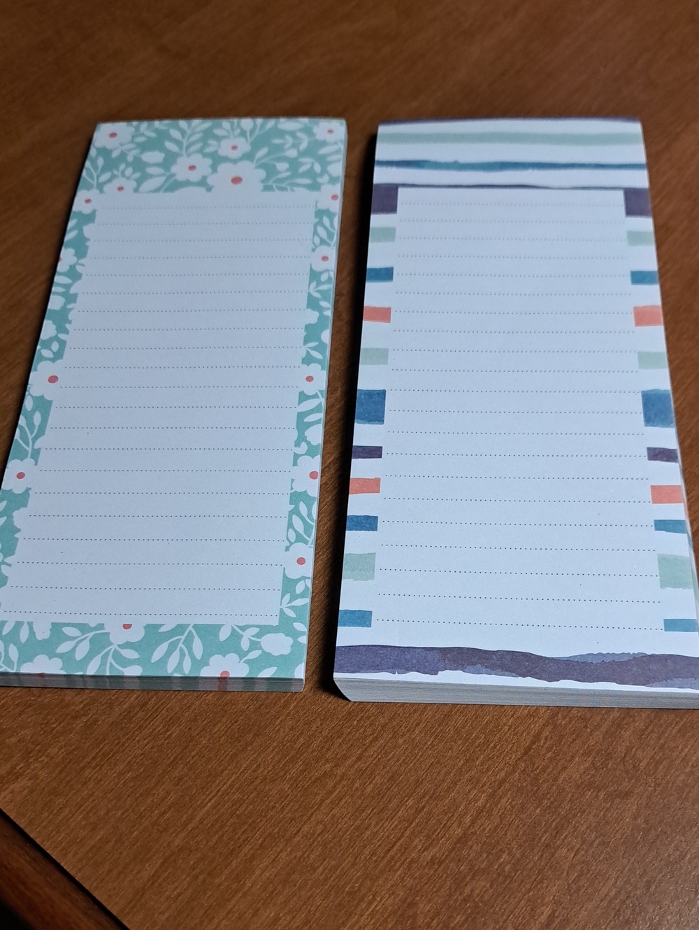 Floral & Striped Notepad Duo - Mint, White, Navy, Coral Magnetic Back